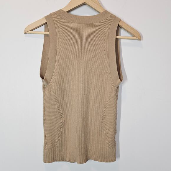 Ann Taylor Beige Button Front Ribbed Academia Sweater Vest Tank Top Size Medium - Picture 6 of 11